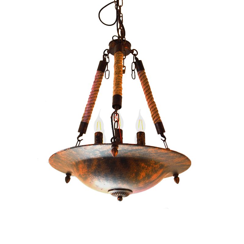 Bol forme de plafond s'accompagnement industriel métal 5 lumières lampe suspendue à la rouille pour l'éclair