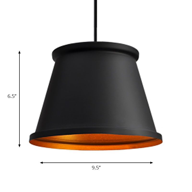 Black/White Tapered Hanging Lighting Single Light Modern Metal Ceiling Pendant for Dining Room