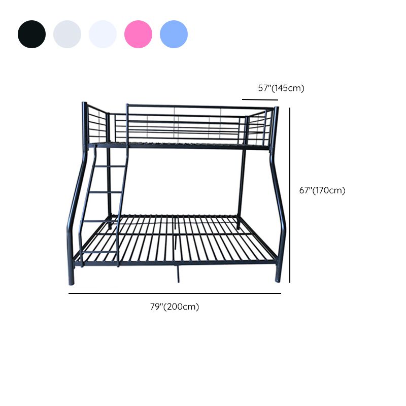 Metal Standard Bunk Bed with Built-In Ladder Modern Iron High Loft Bed Frame