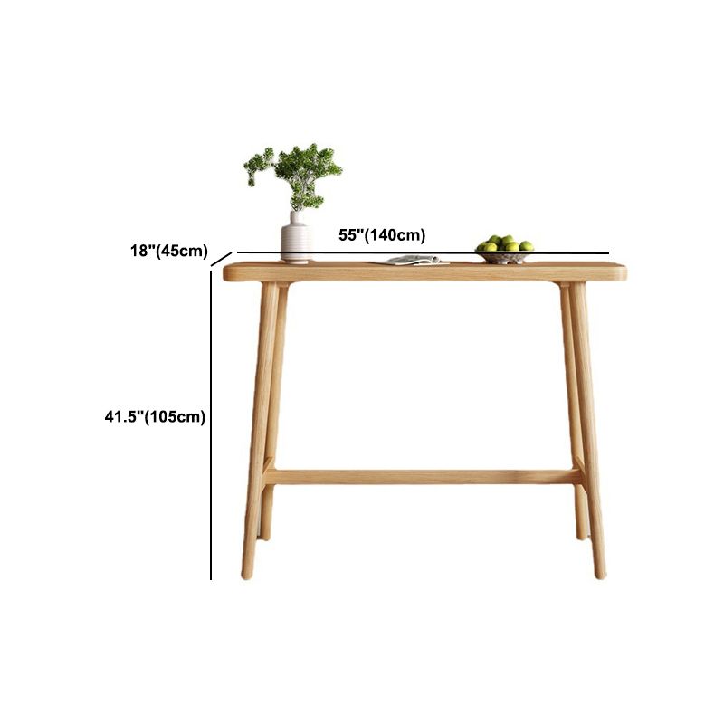 Modern Rectangular Bar Table Solid Wood Bistro Table with Trestle Base