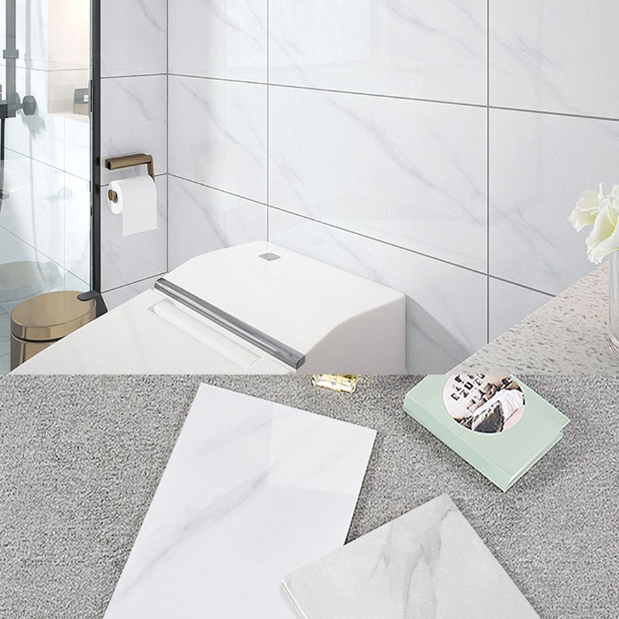 Rectangular Ceramic Polished Straight Edge Singular Tile Marble Look Bathroom Floor