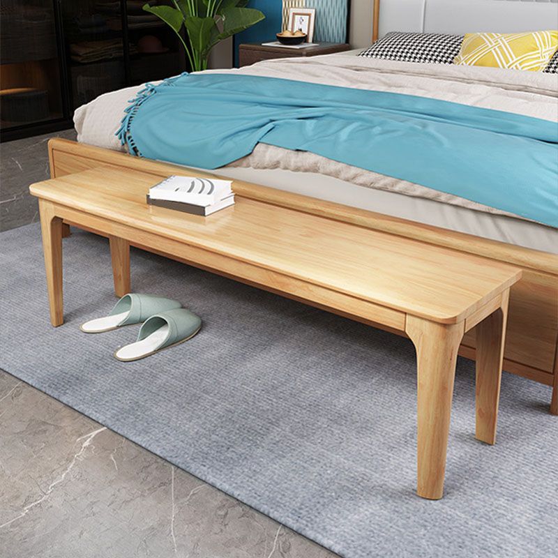 Contemporary Rubber Wood Bedroom Bench 17.3" Height Seating Bench with Legs