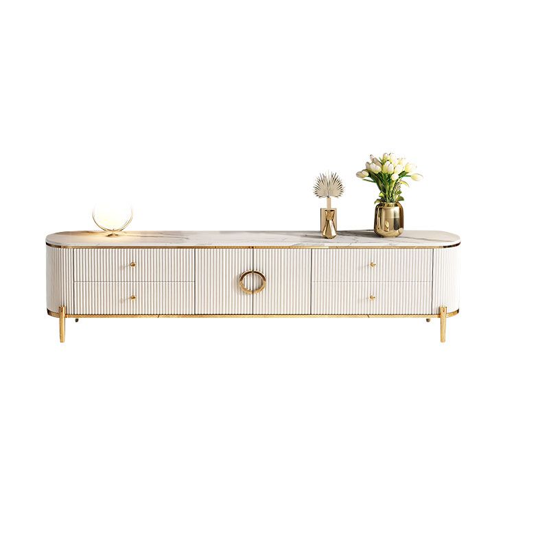 Glam Style TV Stand White TV Console with 4 Drawers and Cabinet