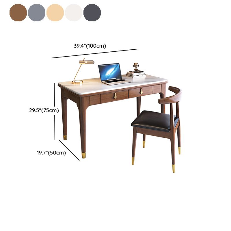 Glam Style Computer Desk Rectangular 2 Drawers Writing Desk , 29.5" High