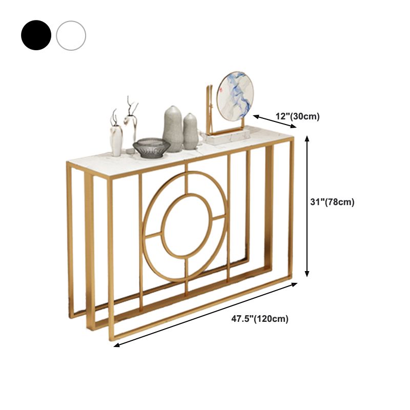 12" W Glam Stone Console Table Rectangle Abstract Accent Table for Hall