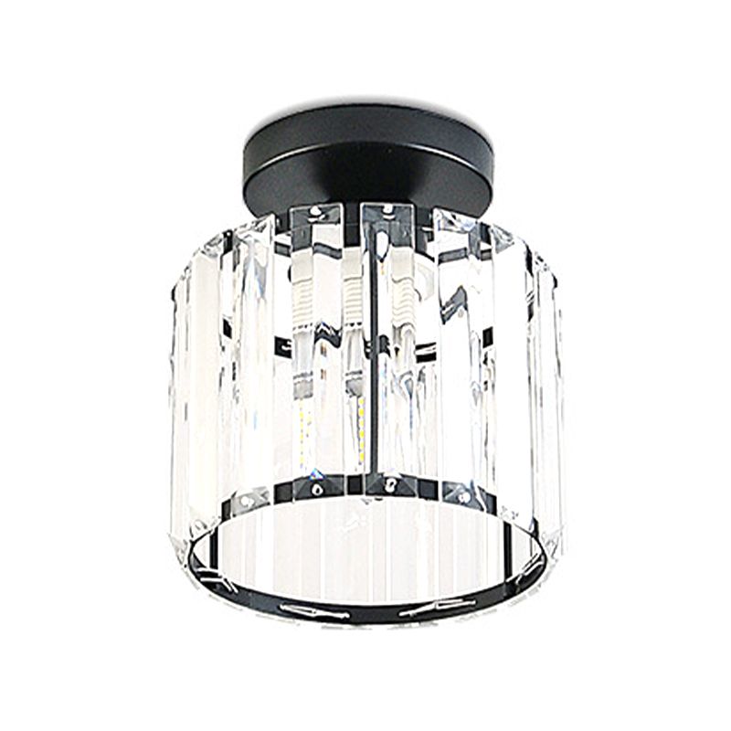 Single Golden/Black Flush Mount Lighting Glam Glass Shaded Ceiling Light