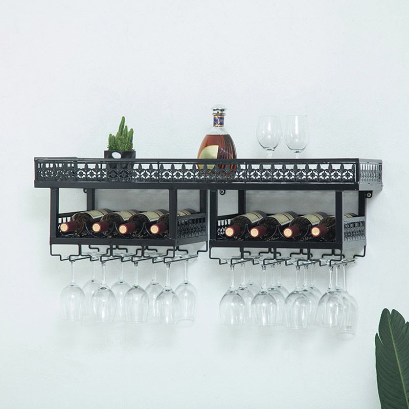 Wall Mounted Wine Rack Metal Wine Bottle & Glass Rack for Kitchen