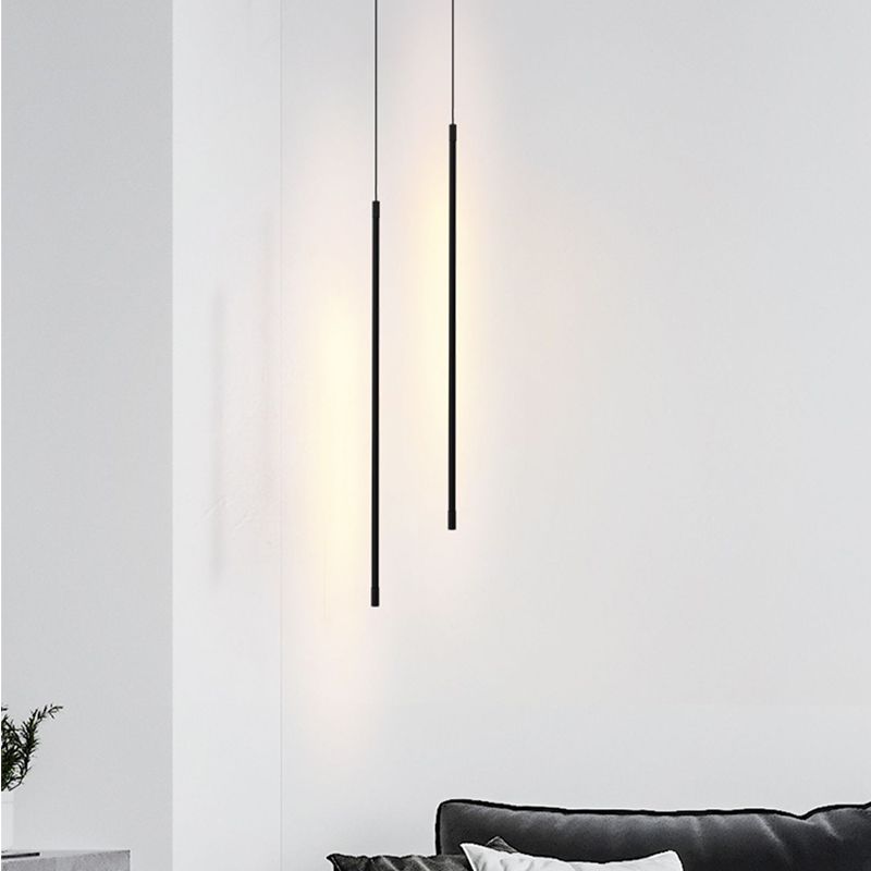 Minimalist Aluminum Pendant Light Strip LED Hanging Pendant for Bedroom