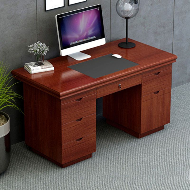 Rectangular Shaped Office Writing Desk Wood in Brown for Office