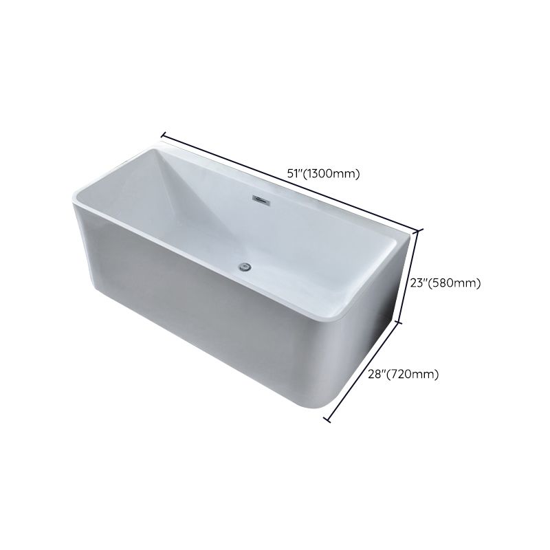 Back to Wall Bathtub Rectangular Antique Finish Soaking Bath