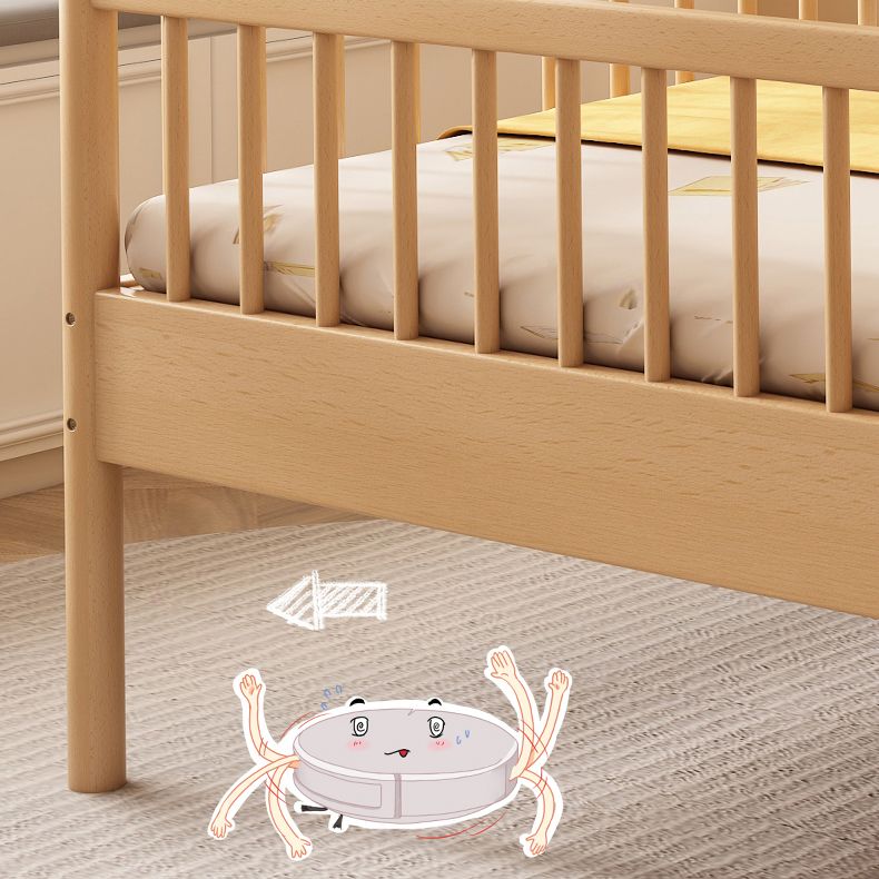 Standard Size Baby Crib Light Wood 2-in-1 Convertible Crib with Guardrail