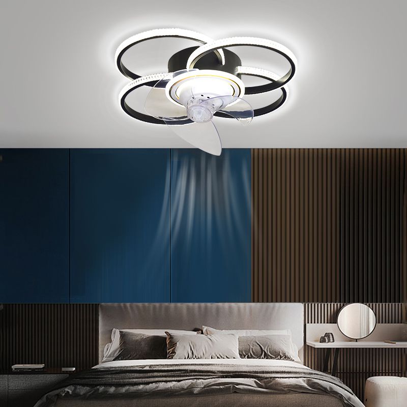 Geometric Shape Metal Ceiling Fan Modern Style Multi Lights  Ceiling Fan Lamp