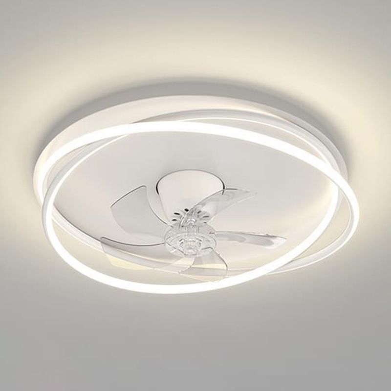 Modern LED Ceiling Fan Lighting Round Metal Fan Light in Black / Gold / White