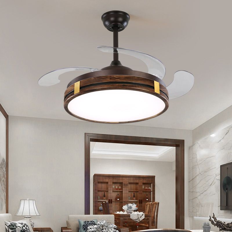 Nordic Household Ceiling Fan Light Fixture Wooden LED Ceiling Lamp for Bedroom