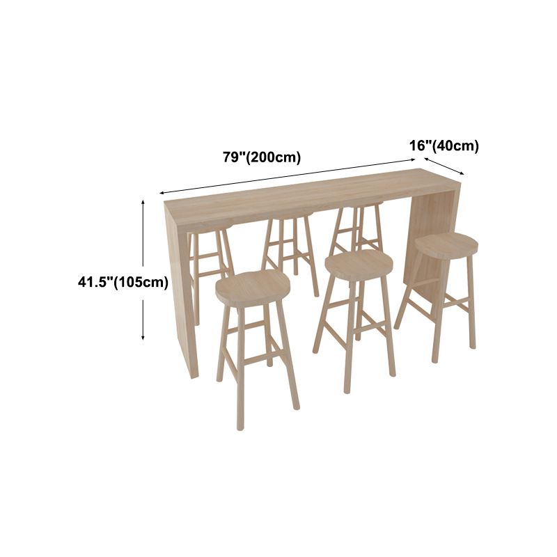 Modern Bar Dining Table Indoor Rectangle Wood Bar Table with Double Pedestal (only table)