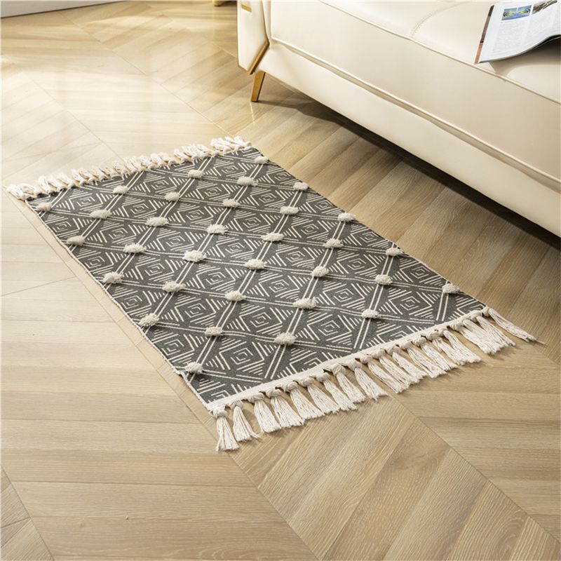 Boheemian Multi-Colour Trug Americana Print Area Carpet Fringe Cotton Blend Rug voor Home Decor