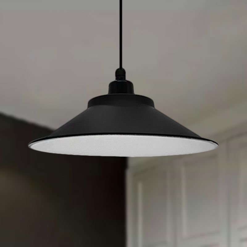 12"/14" Dia 1 Head Hanging Ceiling Light with Cone Shade Metal Industrial Indoor Pendant Light in Black