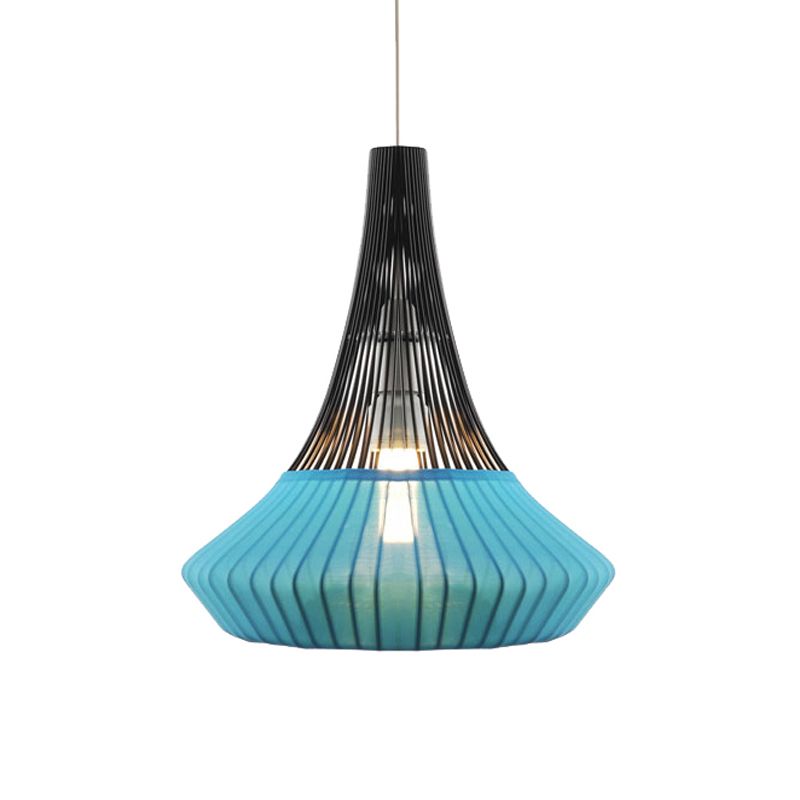 Cone Shade Pendant Light Modern Style Fabric 1 clair noir / rose / bleu Lumière suspendue pour le salon