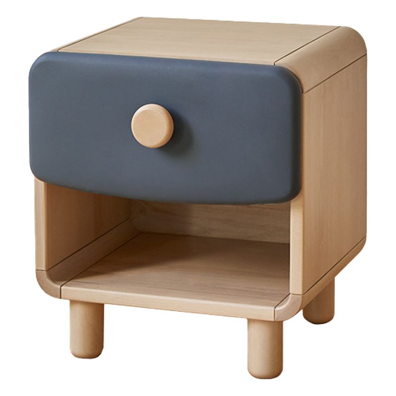 White and Blue Bedside Table for Nursery Wooden Kids Bedside Table