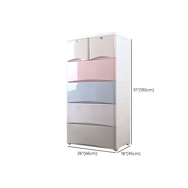 Modernism Plastic Nursery Dresser Vertical Kids Nightstand for Bedroom