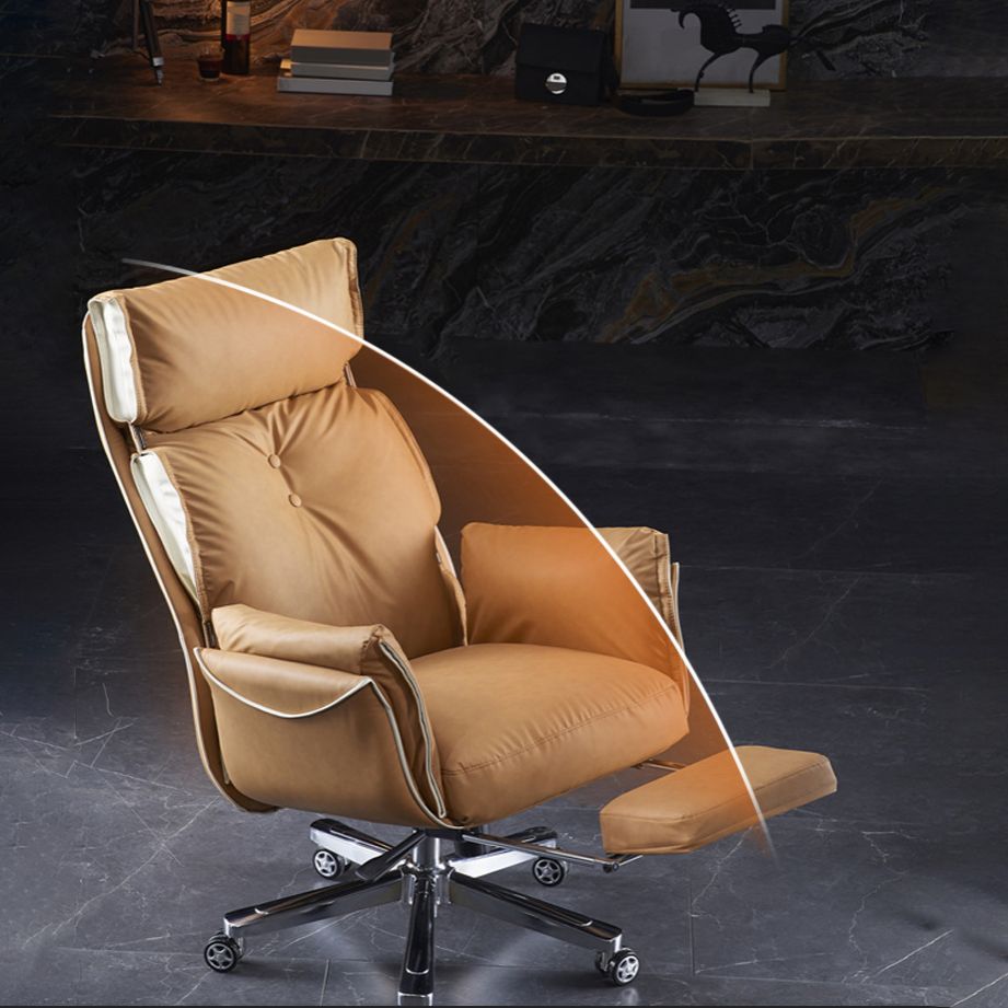 29" Wide Contemporary Managers Chair Orange Leather Executive Chair