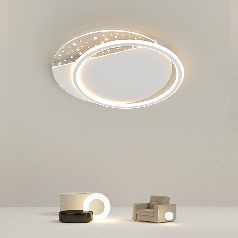 White Circular Ceiling Fixture in Modern Creative Style Acrylic LED Flush Mount