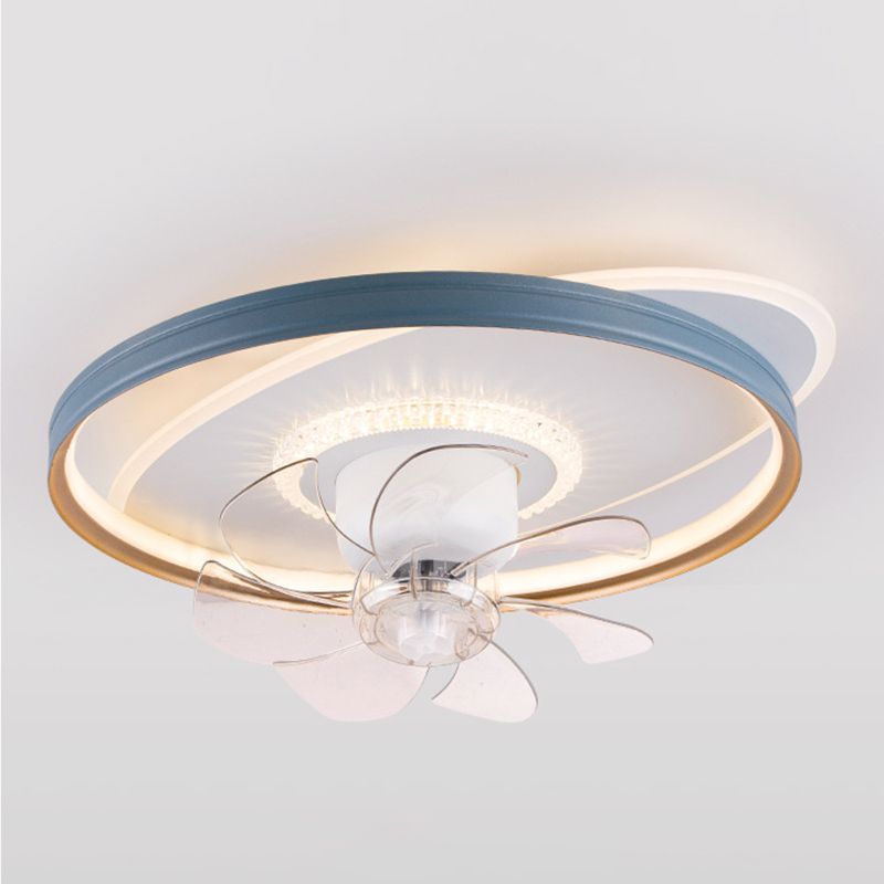 Round LED Ceiling Fan Light 1-Light Ceiling Mount Lamp with Acrylic Shade for Living Room