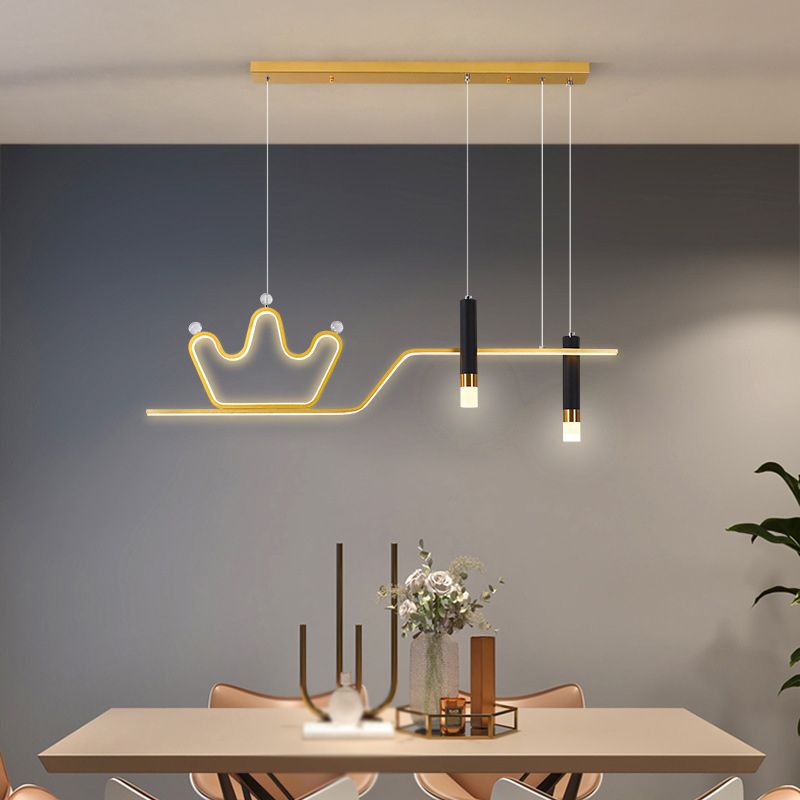 Modern 4-Light Black/Golden Ceiling Light Metal Kitchen Island Lighting for Dining Room