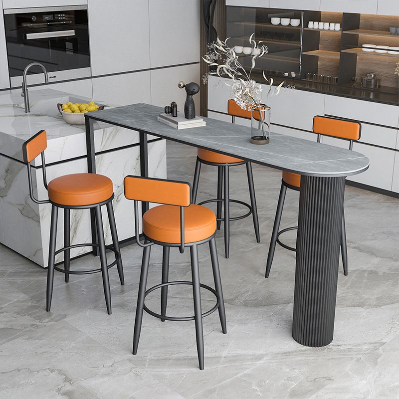 Modern Marble Bar Table with Specialty Table Top Double Pedestal Table- 41.3" H