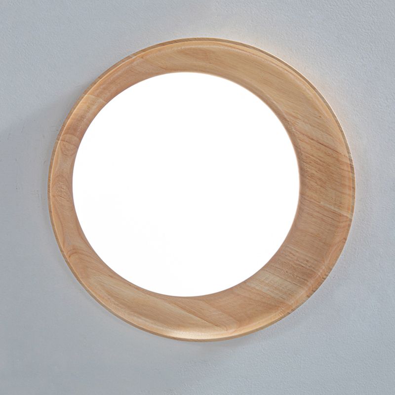 Modern Style Circle Shape Flush Mount 1 Light Wood Ceiling Light for Bedroom