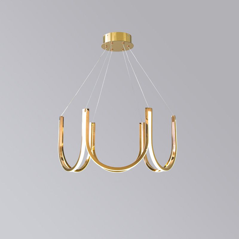 U-Shaped Metal Suspended Lighting Fixture Simple Style LED Chandelier Pendant Light