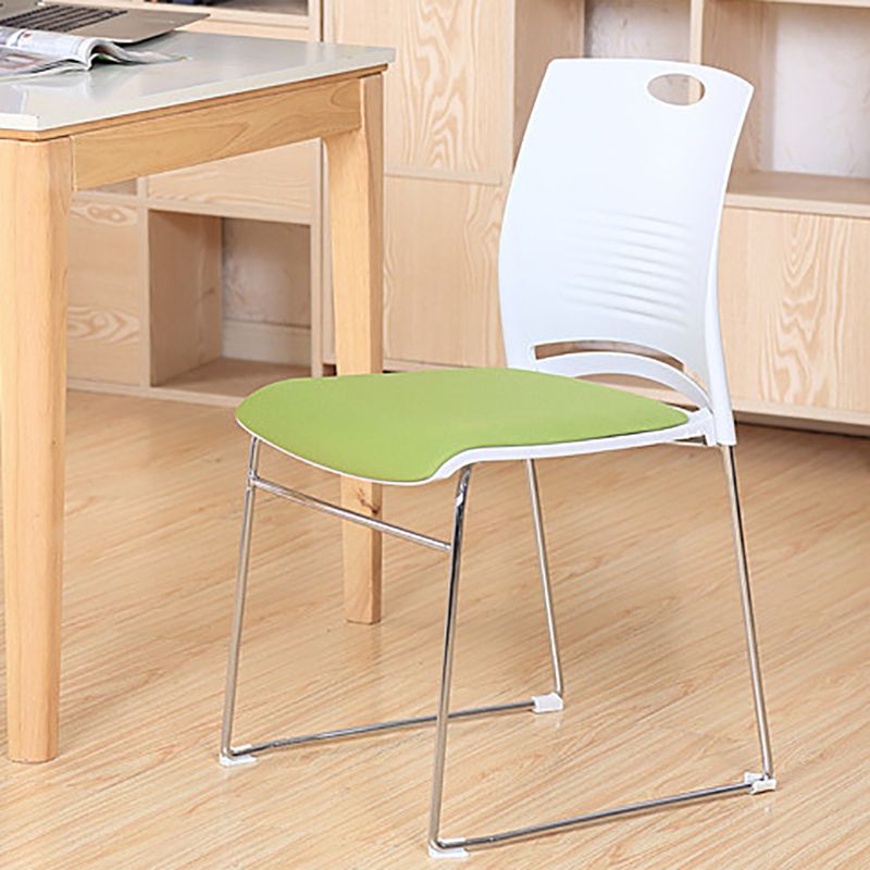 Low Back Office Chair Plastic/Fabric Upholstery Task Chair with Stainless Steel Legs