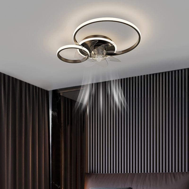 Contemporary LED Ceiling Fan Light Linear Flush Mount Light for Living Room