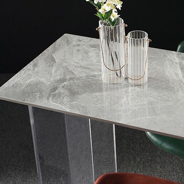 Modern Acrylic Bar Dining Table with Stone Top Rectangle Indoor Bistro Table