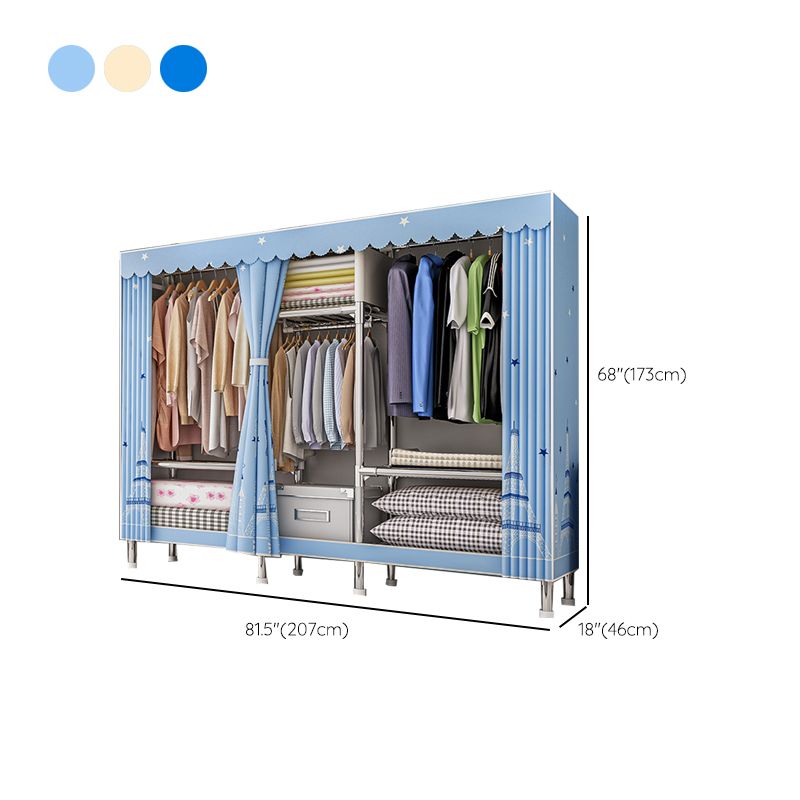 Steel Wardrobe Closet with Legs Modern Wardrobe Armoire with Shelves