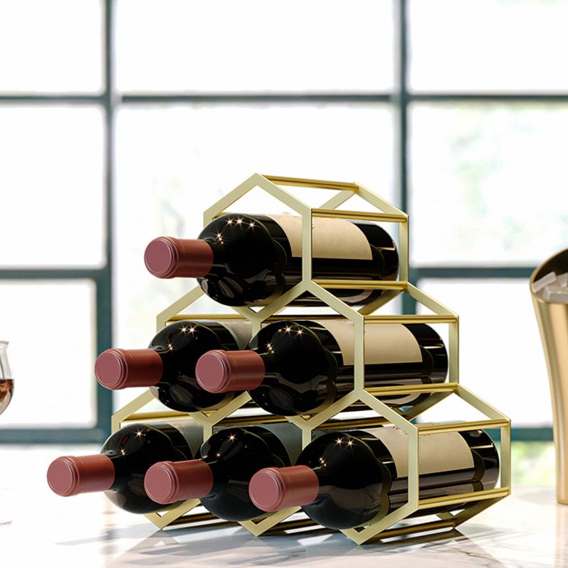 Glam Tabletop Wine Rack Metal Wine Bottle Rack for Living Room