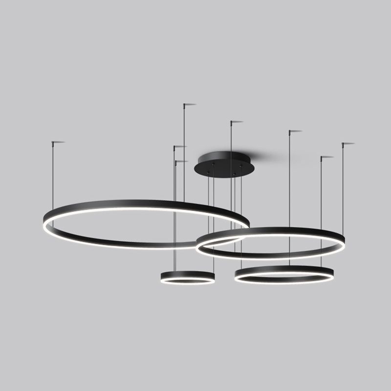 Orbicular Shade Chandelier Lights Modern Metal Chandelier Lighting Fixtures in Black