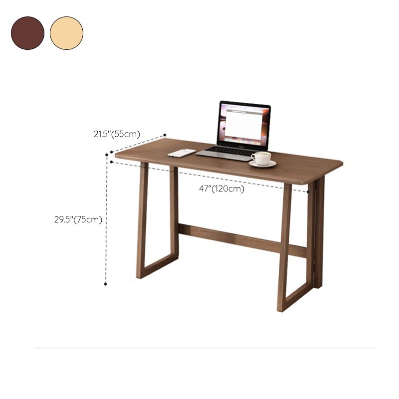 Solid Wood Computer Desk Home Foldable with Storage Shelves Student Desk