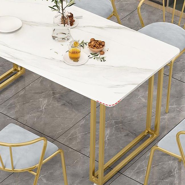 Glam Dinette Set with Gold Metal Frame 1/5/7 Pieces Stone Top Dining Table Set