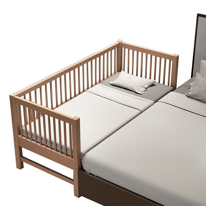 Contemporary Natural Solid Wood Baby Crib with Guardrail Wood Crib