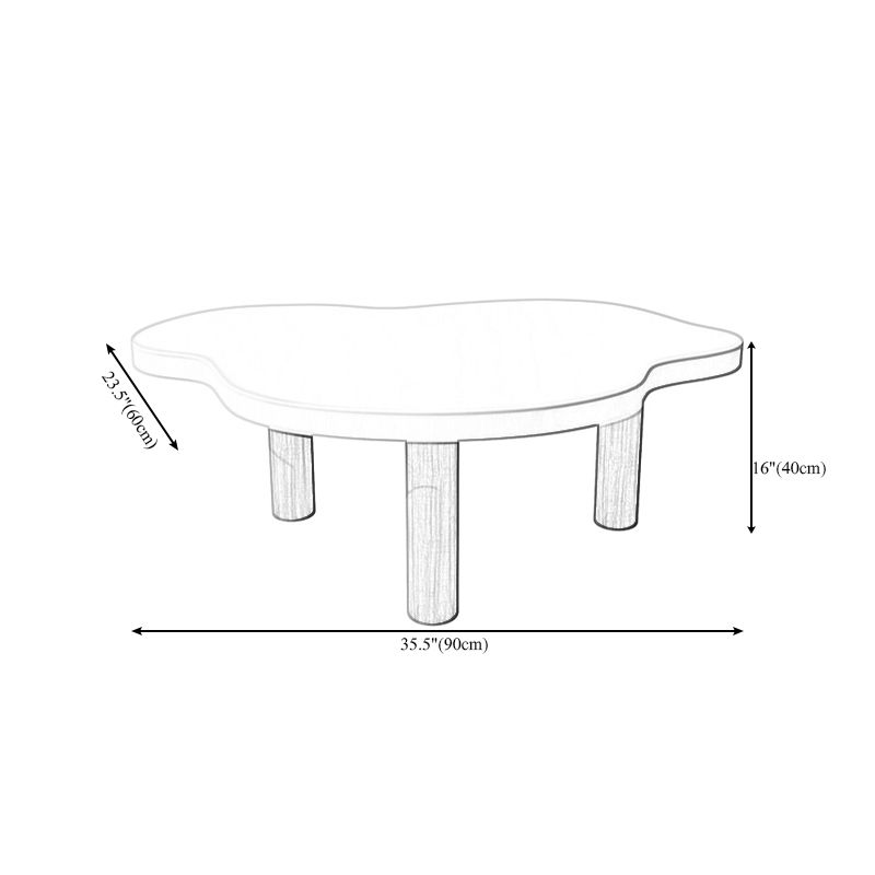 Geometric White Wood Coffee Table 3 Legs Base 1 Single Cocktail Table