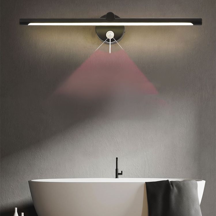 Black Acrylic Modern Wall Sconce 1-Light Linear Wall Mounted Lighting for Bathroom