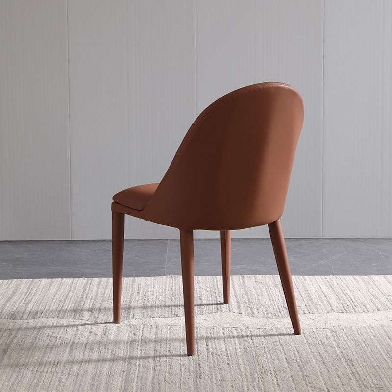 Minimalist Style Leather Dining Chairs for Home Armless Solid Back Side Chairs