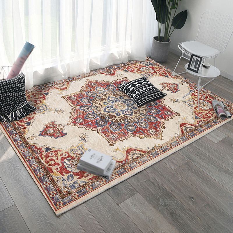 Victorian European Flower Area Rug Multicolor Polyester Carpet Washable Area Carpet for Living Room