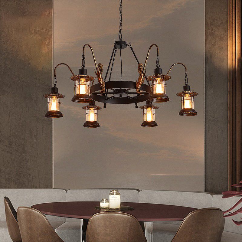 Metal Pendant Lighting Fixture Vintage Black Shaded Restaurant Chandelier Pendant Light