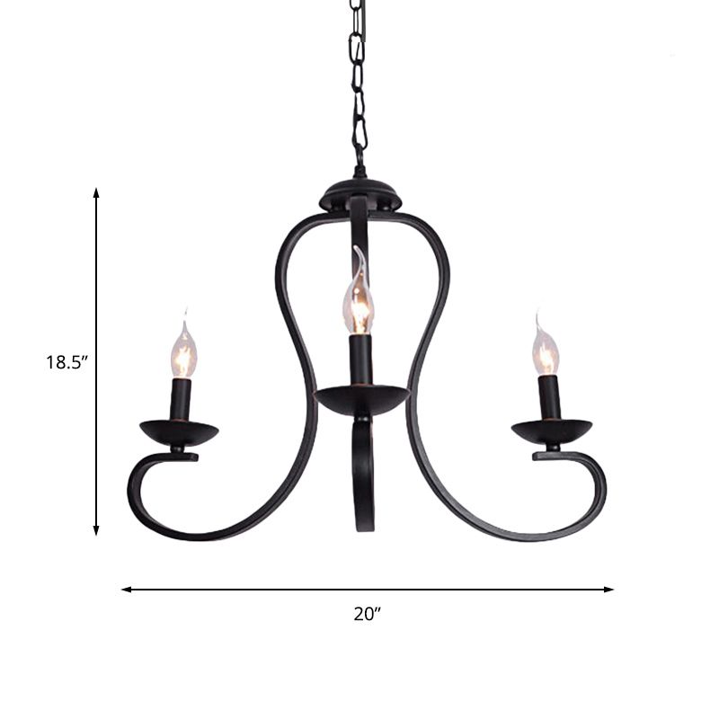 Industriële vlammenloze kaarsenplafondlamp 3/5 bollen Metallic hangende plafondlicht in het zwart voor de woonkamer