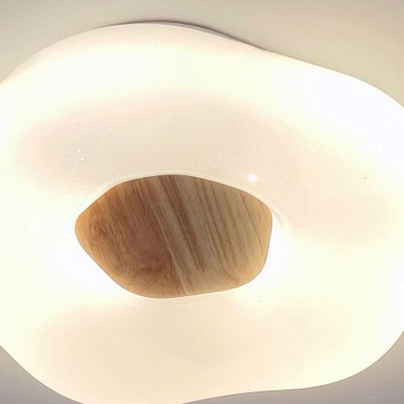 Modern Wooden Flush Mount Lamp Acrylic Shade Flush Mount for Bedroom