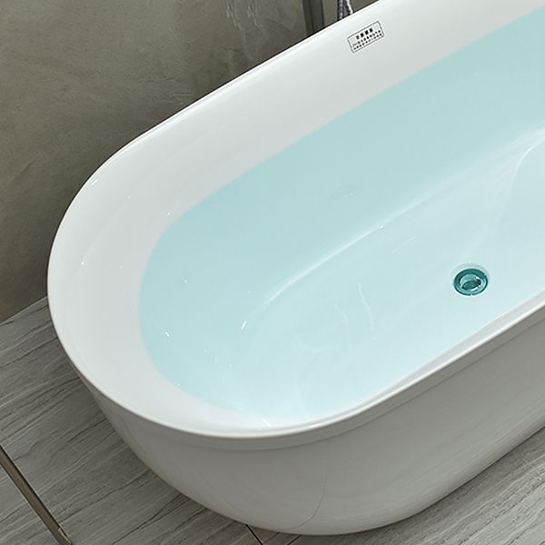 Modern Stand Alone Oval Bath Acrylic Soaking Back to Wall White Bathtub