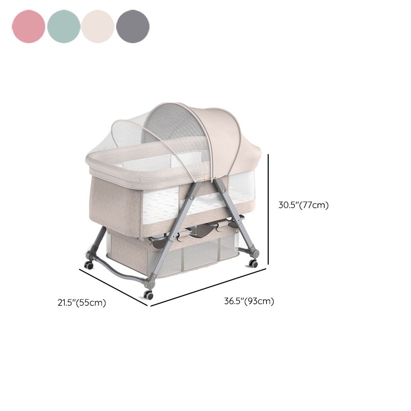 Foldable and Portable Cradle Moving Crib Cradle with Mattress and Wheel