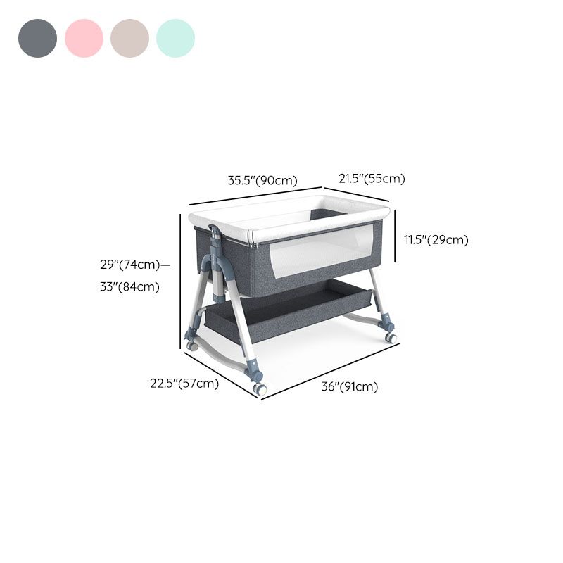 Portable Oval Bassinet Metal Cradle with 4 Wheels Stand for Newborn